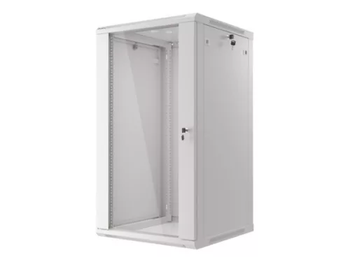 Lanberg WF01-6622-10S 19" 22U SZÉL:600mm MÉLY:600mm MAG:1085mm lapraszerelt üvegajtós szürke fali rack szekrény