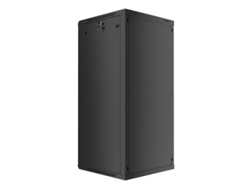 Lanberg WF01-6627-10B 19" 27U SZÉL:600mm MÉLY:600mm MAG:1307mm lapraszerelt üvegajtós fekete fali rack szekrény