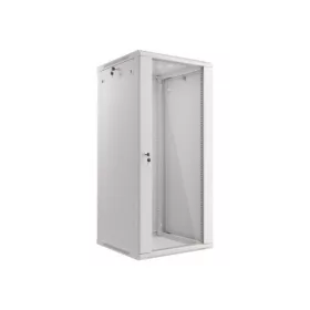   Lanberg WF01-6627-10S 19" 27U SZÉL:600mm MÉLY:600mm MAG:1307mm lapraszerelt üvegajtós szürke fali rack szekrény