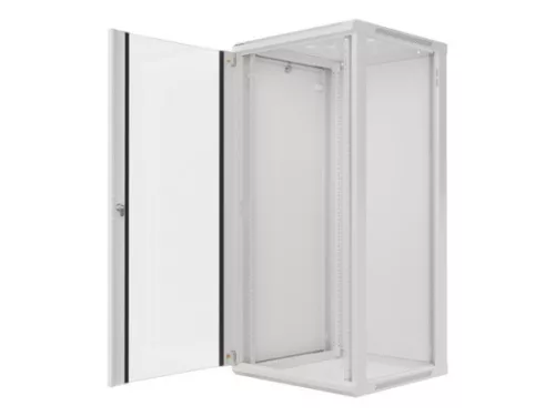 Lanberg WF01-6627-10S 19" 27U SZÉL:600mm MÉLY:600mm MAG:1307mm lapraszerelt üvegajtós szürke fali rack szekrény