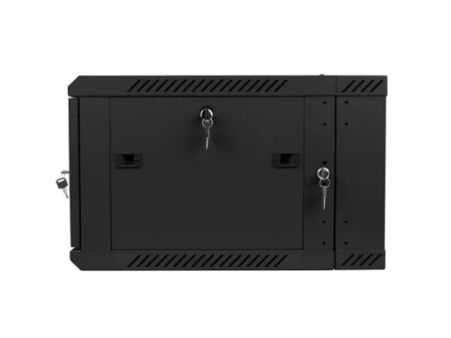 Lanberg WF02-6606-10B 19" 6U SZÉL:600mm MÉLY:600mm MAG:374mm lapraszerelt üvegajtós fekete kétrészes fali rack szekrény