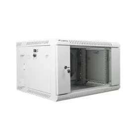   Lanberg WF02-6606-10S 19" 6U SZÉL:600mm MÉLY:600mm MAG:374mm lapraszerelt üvegajtós szürke kétrészes fali rack szekrény