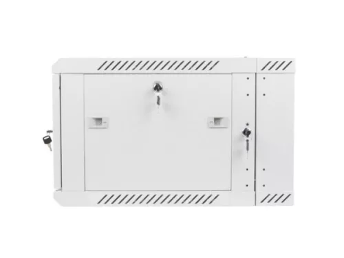 Lanberg WF02-6606-10S 19" 6U SZÉL:600mm MÉLY:600mm MAG:374mm lapraszerelt üvegajtós szürke kétrészes fali rack szekrény