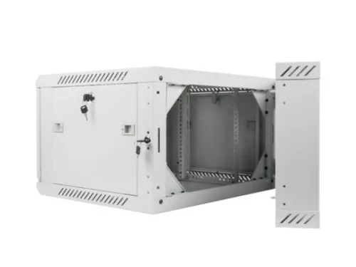 Lanberg WF02-6606-10S 19" 6U SZÉL:600mm MÉLY:600mm MAG:374mm lapraszerelt üvegajtós szürke kétrészes fali rack szekrény
