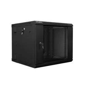   Lanberg WF02-6609-10B 19" 9U SZÉL:600mm MÉLY:600mm MAG:507mm lapraszerelt üvegajtós fekete kétrészes fali rack szekrény