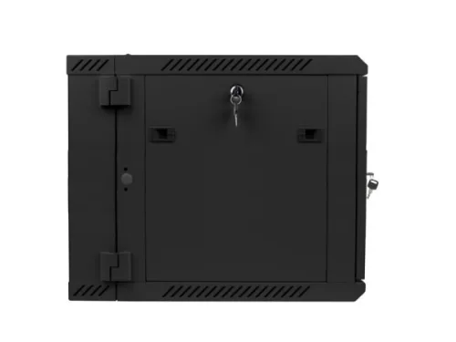 Lanberg WF02-6609-10B 19" 9U SZÉL:600mm MÉLY:600mm MAG:507mm lapraszerelt üvegajtós fekete kétrészes fali rack szekrény