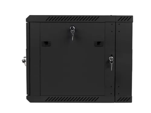 Lanberg WF02-6609-10B 19" 9U SZÉL:600mm MÉLY:600mm MAG:507mm lapraszerelt üvegajtós fekete kétrészes fali rack szekrény