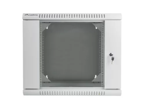 Lanberg WF02-6609-10S 19" 9U SZÉL:600mm MÉLY:600mm MAG:507mm lapraszerelt üvegajtós szürke kétrészes fali rack szekrény