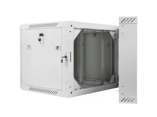 Lanberg WF02-6609-10S 19" 9U SZÉL:600mm MÉLY:600mm MAG:507mm lapraszerelt üvegajtós szürke kétrészes fali rack szekrény