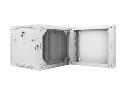 Lanberg WF02-6609-10S 19" 9U SZÉL:600mm MÉLY:600mm MAG:507mm lapraszerelt üvegajtós szürke kétrészes fali rack szekrény