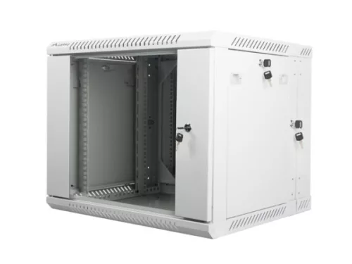 Lanberg WF02-6609-10S 19" 9U SZÉL:600mm MÉLY:600mm MAG:507mm lapraszerelt üvegajtós szürke kétrészes fali rack szekrény