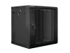 Lanberg WF02-6612-10B 19" 12U SZÉL:600mm MÉLY:600mm MAG:640mm lapraszerelt üvegajtós fekete kétrészes fali rack szekrény