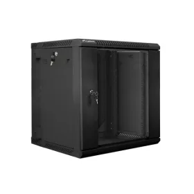  Lanberg WF02-6612-10B 19" 12U SZÉL:600mm MÉLY:600mm MAG:640mm lapraszerelt üvegajtós fekete kétrészes fali rack szekrény