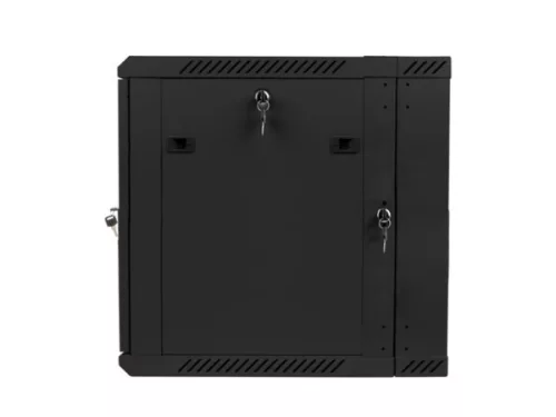 Lanberg WF02-6612-10B 19" 12U SZÉL:600mm MÉLY:600mm MAG:640mm lapraszerelt üvegajtós fekete kétrészes fali rack szekrény