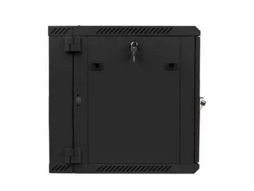 Lanberg WF02-6612-10B 19" 12U SZÉL:600mm MÉLY:600mm MAG:640mm lapraszerelt üvegajtós fekete kétrészes fali rack szekrény