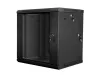 Lanberg WF02-6612-10B 19" 12U SZÉL:600mm MÉLY:600mm MAG:640mm lapraszerelt üvegajtós fekete kétrészes fali rack szekrény