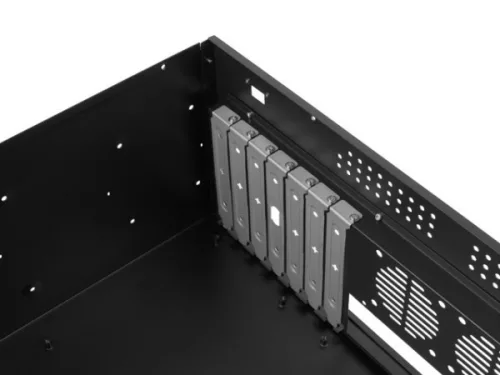 Lanberg WF03-5304-10B 19" 4U SZÉL:540mm MÉLY:350mm MAG:281mm lapraszerelt üvegajtós fekete fali rack szekrény