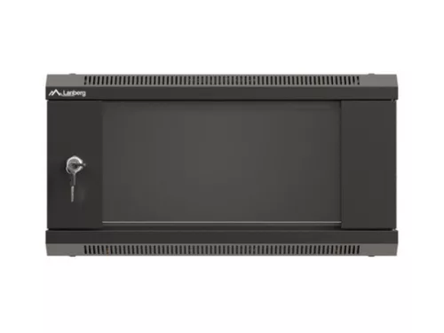Lanberg WF03-5304-10B 19" 4U SZÉL:540mm MÉLY:350mm MAG:281mm lapraszerelt üvegajtós fekete fali rack szekrény