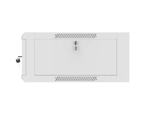 Lanberg WFFA-5604-10S 19" 4U SZÉL:570mm MÉLY:600mm MAG:277mm lapraszerelt üvegajtós szürke fali rack szekrény