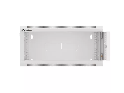 Lanberg WFFA-5604-10S 19" 4U SZÉL:570mm MÉLY:600mm MAG:277mm lapraszerelt üvegajtós szürke fali rack szekrény