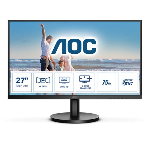 AOC VA monitor 27" Q27B3MA/BK, 2560x1440, 16:9, 250cd/m2, 4ms, 2xHDMI/HDCP/DisplayPort, hangszóró