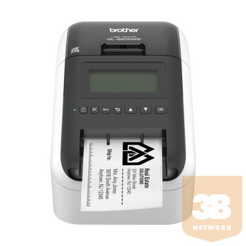 BROTHER Címkenyomtató QL-820NWBC, asztali, thermál, 2 színű nyomtatás, WiFi/LAN/Bluetooth/USB, 148mm/mp, 300dpi,