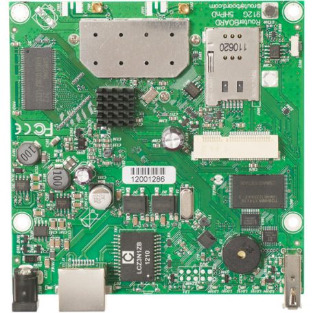 LAN/WIFI MikroTik RB912UAG alaplap, 5Ghz rádió, 1x gigabites RJ45 port, USB, mini-PCIe foglalat, 1xSIM