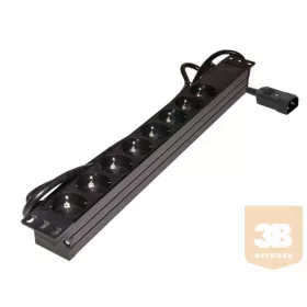   Elosztósáv 8x230V, kapcsoló nélkül, 19" C14-es dugóval