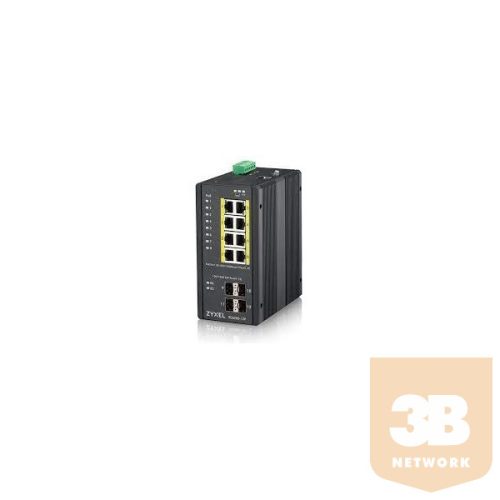 ZYXEL Switch Ipari 8x1000Mbps (8xPOE) + 4xGigabit SFP Menedzselhető, Rackes, RGS200-12P-ZZ0101F