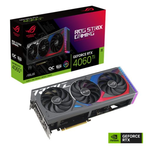 Asus Videokártya - nVidia ROG-STRIX-RTX4060TI-O16G-GAMING (16384MB, GDDR6, 2745/18000 Mhz, 128bit, HDMI2.1, 3xDP1.4)