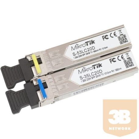 MIKROTIK 1.25G Single Mode optical SFP module with a LC connector, T1310nm/R1550nm (S-35LC20D/S-53LC20D)