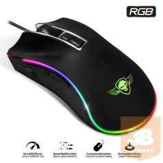   Spirit of Gamer Egér - PRO-M6 RGB (4800DPI, 500Hz, 8 programozható gomb, RGB LED, 1,8 m harisnyázott kábel, fekete)