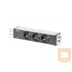   3 aljzatos villamos elosztósáv 10"-os fali rack szekrénybe