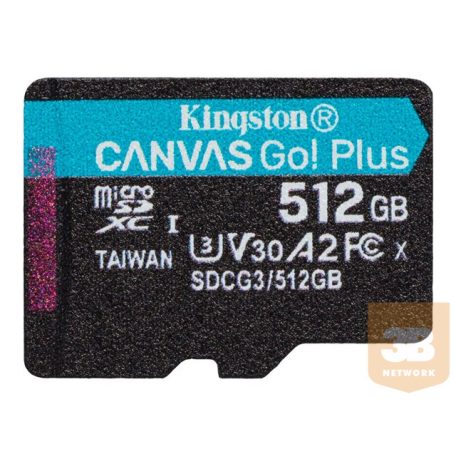 KINGSTON 512GB microSDXC Canvas Go Plus 170R A2 U3 V30 Single Pack w/o ADP