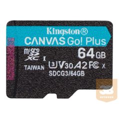   KINGSTON 64GB microSDXC Canvas Go Plus 170R A2 U3 V30 Single Pack w/o ADP