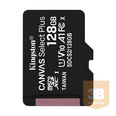 Kingston 128GB 128GB micro SDXC Canvas Select Plus 100R A1 C10 w/o ADP