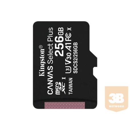 KINGSTON 256GB microSDXC Canvas Select Plus 100R A1 C10 Single Pack w/o ADP