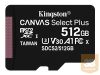 KINGSTON 512GB microSDXC Canvas Select Plus 100R A1 C10 Single Pack w/o ADP