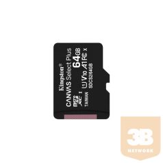   KINGSTON Memóriakártya MicroSDXC 64GB Canvas Select Plus 100R A1 C10 Adapter nélkül