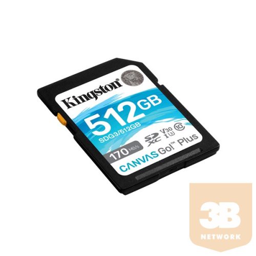 KINGSTON Memóriakártya SDXC 512GB Canvas Go Plus 170R C10 UHS-I U3 V30