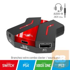   Spirit of Gamer Egér/Billentyűzet adapter konzolokhoz - SOG-CONV2 (Audio, 3x USB-A, 2x USB-C, Nintendo/PS4/PS3/Xbox One)