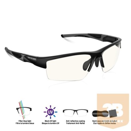 Spirit of Gamer Szemüveg - Retina Pro (Kékfény/UV szűrő, tükröződés mentes, modern dizájn, fekete)