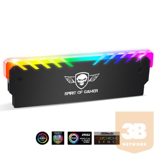 Spirit of Gamer Memória Hűtő - HEATSINK RGB MEMORY (RGB, aluminium, fekete)