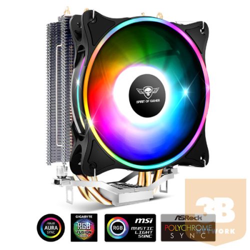 Spirit of Gamer CPU Cooler - CPU AIRCOOLER 120 MM ARGB (27dB; 2500 RPM; 1x12cm; aluminium/réz)