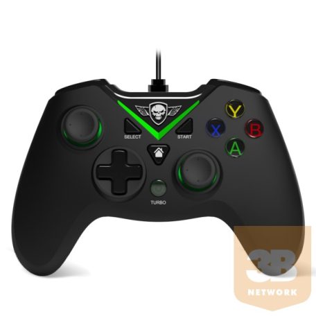 Spirit of Gamer Gamepad - PGX WIRED Green (USB, 1,8m kábel, Vibration, Xbox ONE és PC kompatibilis, fekete-zöld)