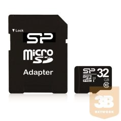 Silicon Power microSDHC Class10 32GB kártya adapterrel