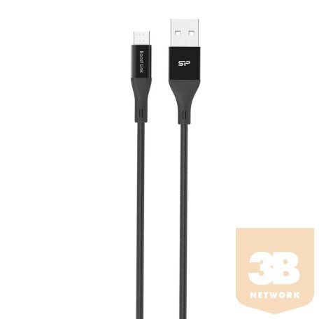 Silicon Power Cable microUSB - USB, Boost Link LK30AB Nylon, 1M, 2.4A, Black