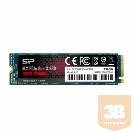Silicon Power SSD P34A80 256GB, M.2 PCIe Gen3 x4 NVMe, 3200/3000 MB/s
