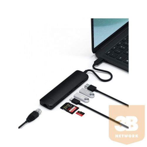 Satechi Aluminium Type-C Slim Multiport (1xHDMI 4K,2x USB-A,1x SD,1x Ethernet) - Black