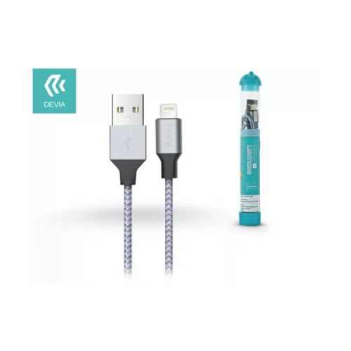 DEVIA APPLE IPHONE LIGHTNING USB TÖLTŐ- ÉS ADATKÁBEL - 1 M-ES VEZETÉKKEL - TUBE LIGHTNING USB 2.4A - SILVER/BLUE